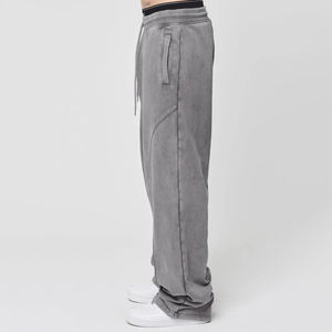 Pantalones de chándal holgados unisex, pantalones de Jogger de pierna ancha acampanados de algodón pesado respetuosos con el medio ambiente, ropa de calle impresa Digital con logotipo personalizado OEM - Product Image 3