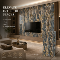 Panneau mural en PVC brillant MORLENX Luxury Dark Gold Vein UV Marble Sheet pour la décoration intérieure d'hôtels et de villas