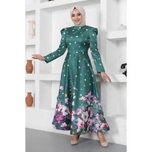 Vestido de Fiesta para Mujer, Estampado Floral de Puntos, 100% Algodón, Sin Tejer, Talla XS, Corte en A, Estilo Baile, Técnica de Crochet, Cintura Natural, Maxi - Product Image 4