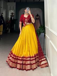 Lehenga choli Chanderi แท้ธรรมดากับ zari ทอผ้าชายแดนผู้ผลิตจาก surat สำหรับทำงาน - Product Image 6