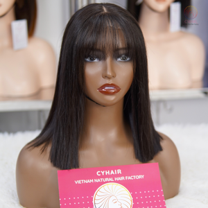วิกผมสั้นบ๊อบแบบไม่มีกาวสำหรับผู้หญิงผิวดำวิกผมแท้แบบเวียดนาม - Product Image 3
