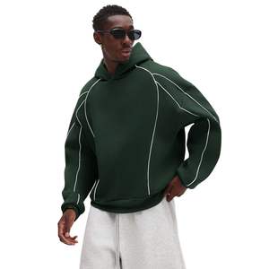 เสื้อพูลโอเวอร์ผู้ชายทรงโอเวอร์ไซส์ สไตล์ไฮสตรีท แต่งขอบตัดสี ซิลิโคนรักษ์โลก แห้งเร็ว ระบายอากาศดี ตะเข็บกลับด้าน ขอบแขนเสื้อแบบริบ - Product Image 5