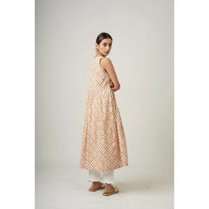 Kurti d'été pour femme en coton imprimé, lavable, à manches courtes, col en V, taille naturelle, longueur au sol, style ethnique gothique floral - Product Image 3