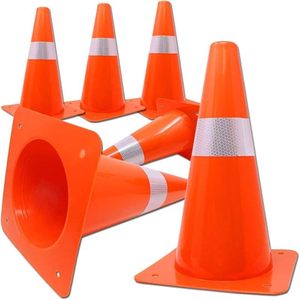 Cône de signalisation routière de 36 pouces de haut, orange fluorescent, design monobloc, PVC, réfléchissant prismatique haute intensité, protection IP55 - Product Image 3