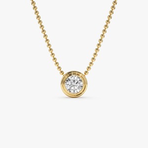 Magnifique collier classique rond en diamants de laboratoire perlés 0,75 ct E-F VS en or 14 carats, idéal pour les mariages et les fêtes, bijou raffiné, cadeau - Product Image 1