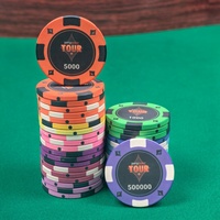 Jetons de poker professionnels officiels Partypoker TOUR personnalisés en céramique de 39 mm, qualité casino, 10 g, jetons ronds pour tournoi, jeu de société