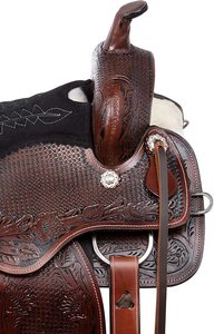 Ensemble de sellerie de cheval de qualité supérieure selle en cuir véritable de course occidentale et anglaise pour l'équitation matériau synthétique - Product Image 5