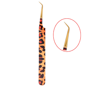 Pince à épiler d'extension de cils professionnelle pour femmes en gros Design de style tigre avec manche en acier Pointe droite incurvée - Product Image 6