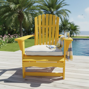 Adirondack Silla Juego de mesa Madera maciza de Acacia Acabado amarillo Diseño moderno para patio Jardín Piscina Playa - Product Image 2