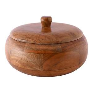 หม้อไม้อาคาเซียแข็งสุดหรูกล่องชาปาติไม้โต๊ะรับประทานอาหารที่บ้านโต๊ะรับประทานอาหารกล่องไม้ที่มีฝาปิดบรรจุภัณฑ์ตามความต้องการของผู้ซื้อ - Product Image 1