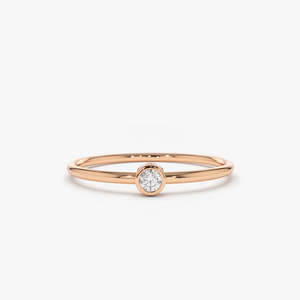 Solitaire Round Lab Grown Diamond Ring 0.05 Ctw G Color SI Clarity 14K Solid Gold Simple Everyday Piece For Women Idea Gift - Product Image 3