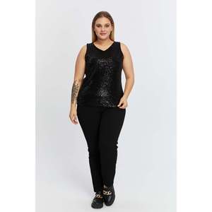 Chemise noire sans manches grande taille avec paillettes - Product Image 4