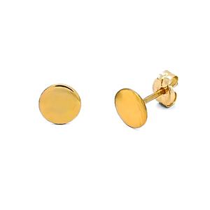 Pendientes de Botón Modernos para Mujer, Alta Calidad, Oro Amarillo de 14k, Joyería Fina Estampada JJ BRAVO, Sin Níquel, Sin Plomo - Product Image 1
