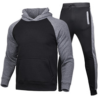 Chándal Deportivo Personalizado de Invierno para Hombre, de Algodón/Poliéster Grueso, Talla Grande, de Secado Rápido, de Dos Piezas, para Entrenamiento