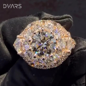 Bague de mariage personnalisée pour homme en argent sterling 925 plaqué, sertie de moissanite taille brillant, style hip-hop - Product Image 1