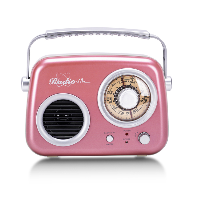 Portable Retro-Style Classic Design Radio Rechargeable FM/AM Wireless Functionality with Built-in Speaker