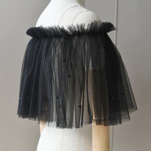 Bridella VG112-W-1 <b>Black</b> Pearl & Mesh <b>Shawl</b> & Scarf with Soft Drape and Warm Wrap for Weddings Proms Formal Events - Product Image 5