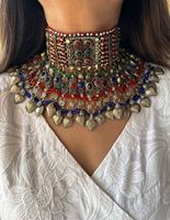 Parures de bijoux tribaux afghans Kuchi vintage à la mode, cadeaux d'anniversaire de mariage, collier et boucles d'oreilles afghans légers pour adultes