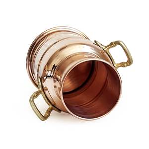 Vase en cuivre fait main authentique turc Armagan 18 cm avec poignées en laiton, décor à la maison, Vase de table en pot de fleur de couleur cuivre - Product Image 5