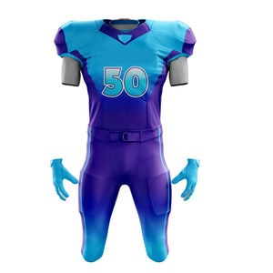 Conjunto de uniforme bordado y estampado de camiseta de fútbol americano transpirable de alta calidad con equipo de características de talla grande - Product Image 2