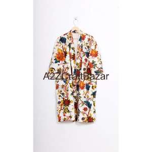 Túnicas de Manga Larga Tres Cuartos con Cuello en V y Cordón, Tejidas a Mano con Estampado Floral, Suaves, Transpirables y de Secado Rápido, 100% Algodón para Mujer - Product Image 1