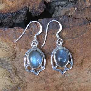 Boucles d'oreilles en argent sterling 925 avec labradorite, bijoux en pierres précieuses faits à la main, cadeau élégant et mignon pour femmes, anniversaire, fête - Product Image 4