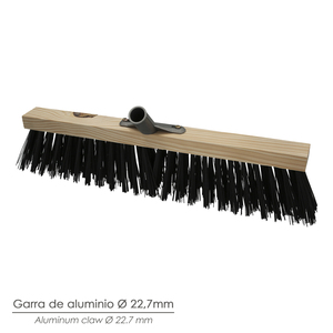 Industrial Sweeping Brush, Coarse Polypropylene Bristles. 50 cm Wooden Stand. Aluminum Claw. (Handle Not Included) - Product Image 4