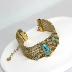 Moonriver Ladies' Must-Have Bohemian Style Stainless Steel <b>Beaded</b> Chain Fashion Choker Necklace and <b>Beaded</b> <b>Bracelet</b> - Product Image 1