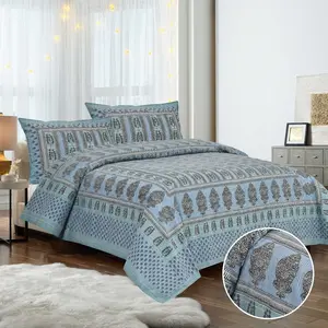 Premium Quality Cotton Screen Printed Bedcover 100 Percent Cotton Jaipuri Bedsheet Set