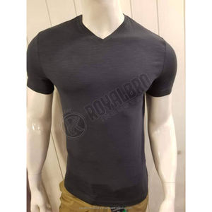 Marque de mode décontractée couleur unie 180g T-shirt à motif tricoté manches courtes 100% pur coton surdimensionné pour hommes - Product Image 6