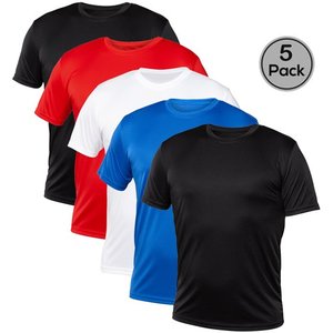 Blank Solid 100% Cotton Knitted Activewear <b>5</b> <b>Pack</b> <b>Men's</b> Crew Neck Quick Dry Performance <b>T</b>-<b>Shirt</b> XS to 4XL - Product Image 1