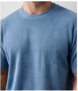 Streetwear Fashion High Quality <b>Waffle</b> Knit T-Shirt Custom Logo Heavyweight Blank Oversized <b>Waffle</b> Knit Tshirt OEM Wholesale - Product Image 4