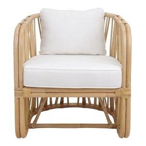 Modern Minimalist Handcrafted <b>Rattan</b> Lounge Chair <b>Cushions</b> for Dining Villa Living Room Patio Hotel Use-Outdoor Accent Chair - Product Image 2
