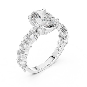 2.0ct Brilliant Cut Moissanite <b>Solitaire</b> <b>Ring</b> 925 Sterling <b>Silver</b> Rhodium Plated Luxury Marquise Accent Bridal Engagement Fine - Product Image 5