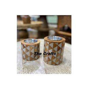 Set Of Two Different Size Mabkhars In Wooden And Mop Work Bakhoor <b>Burner</b> Mubkhar At Reasonable Prices - Product Image 1