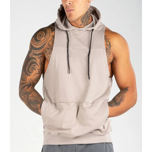 <b>Men's</b> Gym Zip-Up <b>Sleeveless</b> <b>Hoodie</b> High Quality Super Soft Breathable 100% Cotton Winter Regular Fit <b>Hoodie</b> - Product Image 1