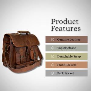 Men's Genuine Leather Vintage Style Briefcase Casual Portable Camera <b>Bag</b> with <b>Shoulder</b> Crossbody Strap - Product Image 4