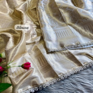 Vêtements de fête de bonne qualité soie Banarasi luxueuse dans l'Antique Zari Saree approvisionnement en gros d'usine - Product Image 1