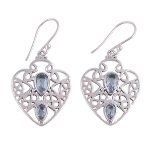 ขายดีที่สุด925เงินสเตอร์ลิงทำด้วยมือต่างหูต่างหูเงินพลอยบุษราคัมสีฟ้าอินเทรนด์เครื่องประดับตุ้งติ้งของขวัญที่สมบูรณ์แบบสำหรับ - Product Image 2