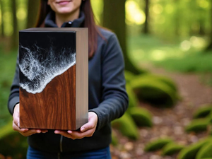 Ocean Wave Wooden Cremation Urn Handcrafted Resin Art <b>Memorial</b> <b>Keepsake</b> Decorative Cremation Urn for Ashes - Product Image 6