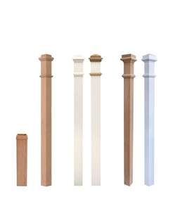 Nouveau Top 4075 pièces d'escalier de haute qualité en bois massif chêne rouge boîte de style uni Newel avec un bouchon plat - Product Image 4