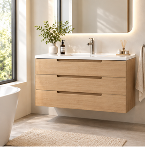 Modern Solid Wood Floor Standing <b>Bathroom</b> Vanity 3 Drawers Rectangular Design Minimalist Style Painted Finish Hotel Living Room - Product Image 5