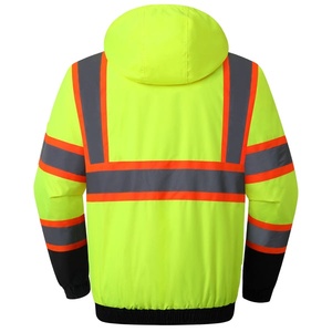 Chaqueta de Seguridad de Invierno de Alta Visibilidad con Cuello de Forro Polar, Chaqueta de Trabajo Impermeable y Reflectante con 10 Bolsillos - Product Image 3