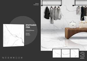 Carreaux en porcelaine finition brillante de qualité supérieure 1000x1000 | Carreaux de sol mural grand format 100x100 | Collection d'exportation durable et élégante - Product Image 2