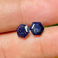 Pierre de lune bleue scintillante facettée, taille hexagonale, pour la fabrication de bijoux, bagues et bracelets personnalisés, pierre de soleil chatoyante