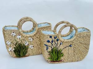 Conjunto elegante de dos bolsos de mano vintage Diseño abierto elegante Jacinto de agua hecho a mano Colección de moda ecológica - Product Image 5