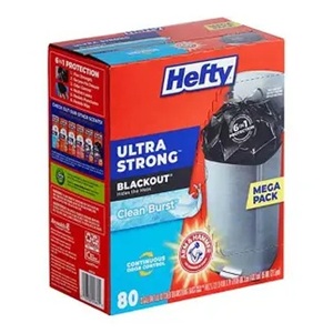 Bolsas de Basura Hefty Ultra Strong BlackOut PCTE88352, 13 Galones, 0.9 Mil, 23 3/4" x 24 7/8", Baja Densidad, Uso Medio, Aroma Cítrico, Negras - Product Image 1
