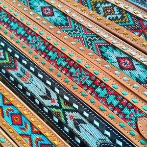 เข็มขัดฝังลูกปัดหนังวัวสไตล์ตะวันตก aztec ดีไซน์เป็นเครื่องมือสำหรับผู้ชายผู้หญิง - Product Image 3