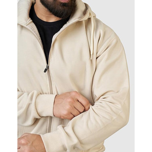 Sudadera con capucha y cremallera de lana sólida para hombre Premium 100% ropa de calle de algodón suministro directo de fábrica OEM/ODM temporada de invierno personalizable - Product Image 3