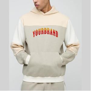 Sudadera con capucha cómoda para hombre al por mayor, nuevo diseño de bloques de color a la moda, logotipo bordado personalizado, estilo informal de Hip Hop - Product Image 4